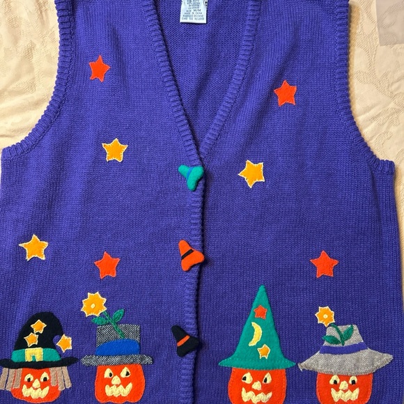 Halloween Pumpkin Sweater Vest - Purple - Picture 2 of 6